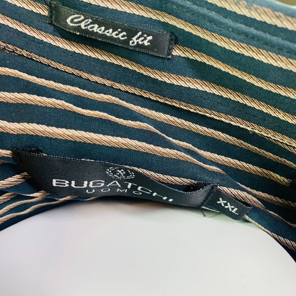 Bugatchi Uomo Mens Classic Fit Shirt Modal Blend Striped Black Size XXL 2XL - Picture 9 of 12
